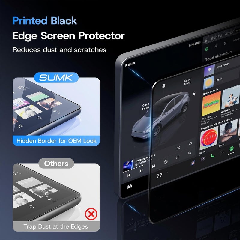 SUMK for Tesla Model Y Juniper & Model 3 Highland Screen Protector Accessories [Anti-glare/Fingerprint] Front & Back Screen Protector for Model Y Premium (2025 2026)/Model 3 Highland (2024-2026)-Matte - Image 2